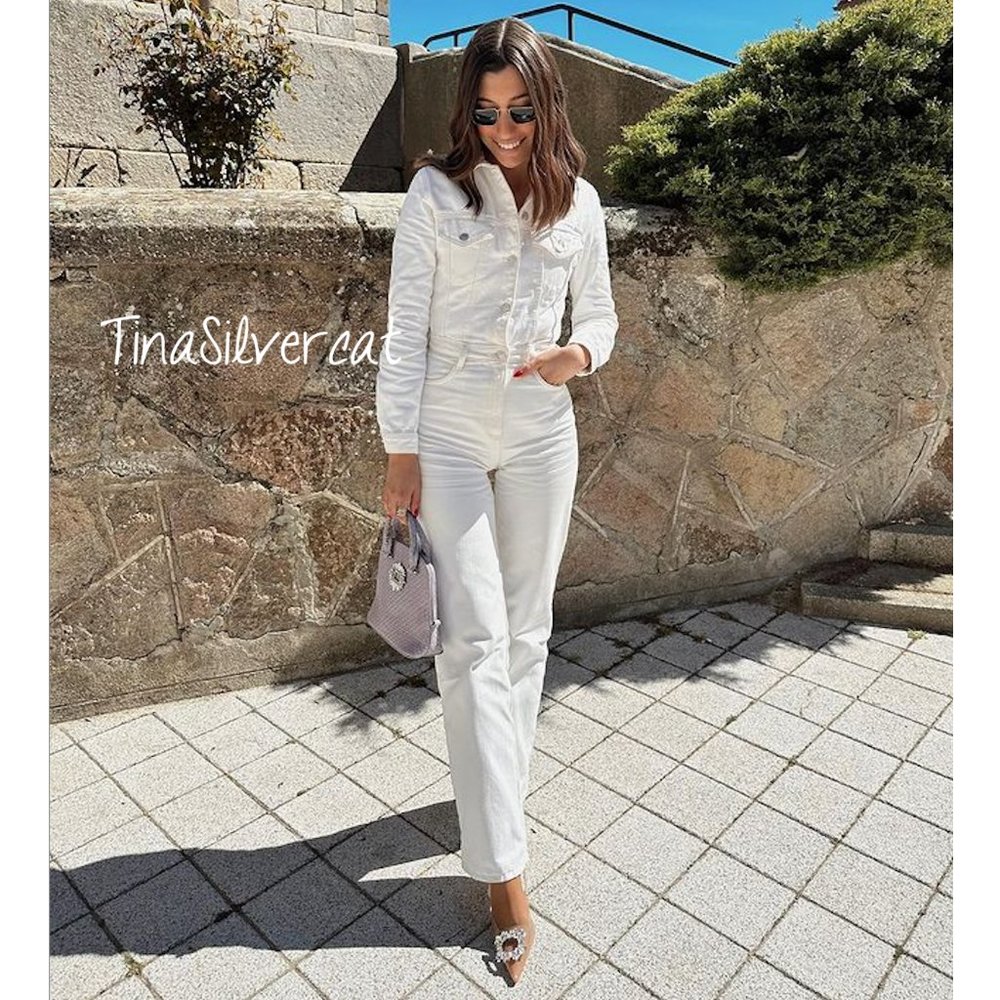 Zara White Denim Jumpsuit NWT